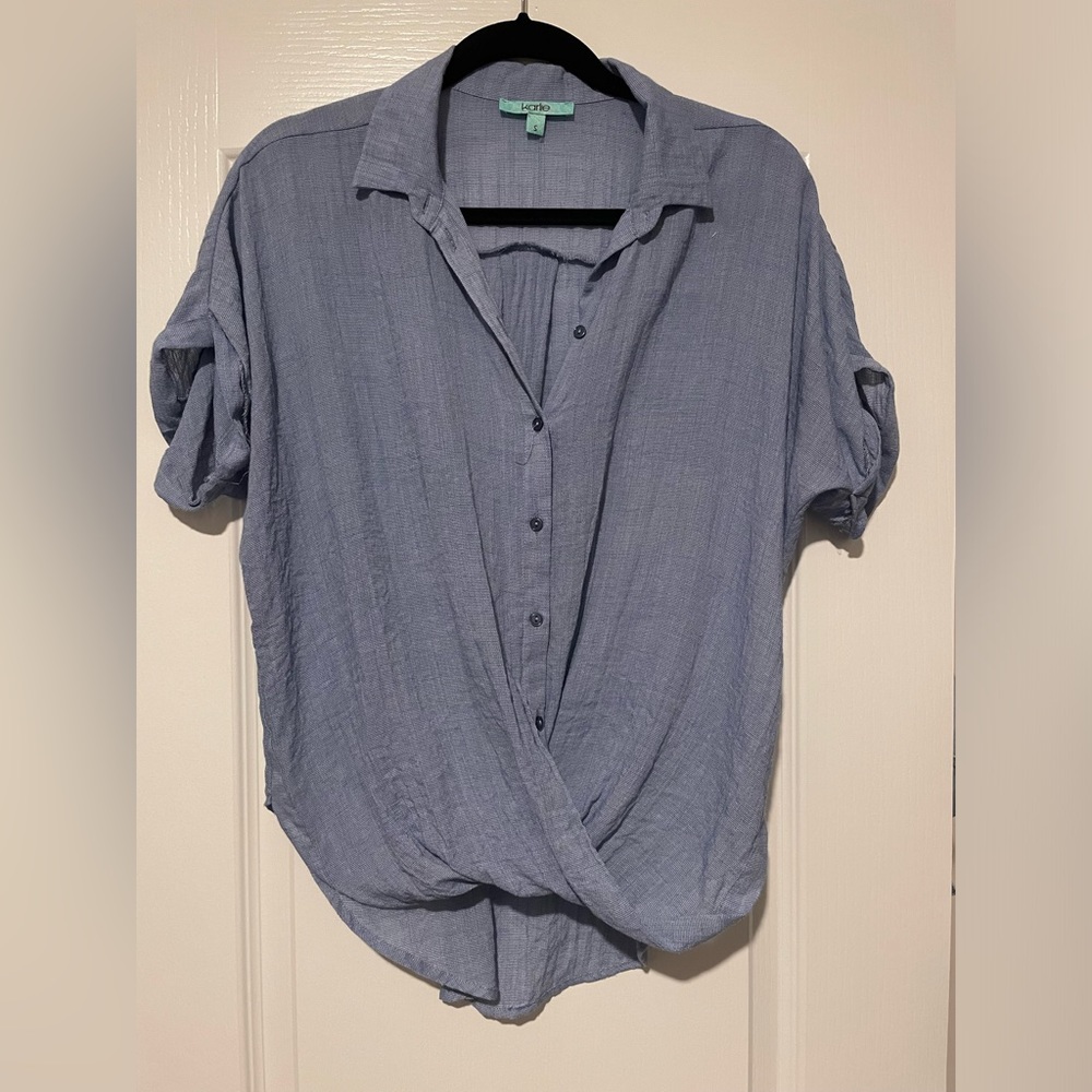 Twist Front Linen Blouse